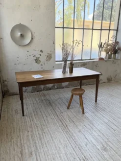 Table de ferme chêne pieds fuseaux 1950