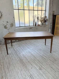 Table de ferme chêne pieds fuseaux 1950