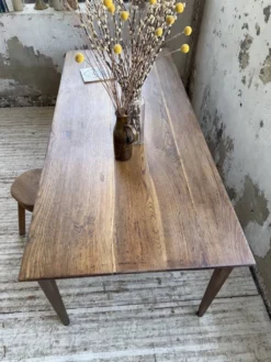 Table de ferme chêne pieds fuseaux 1950