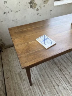 Table de ferme chêne pieds fuseaux 1950
