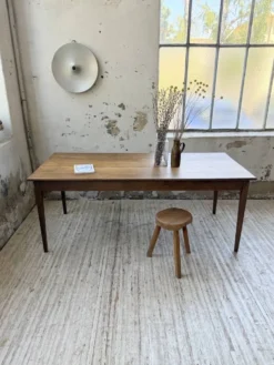 Table de ferme chêne pieds fuseaux 1950