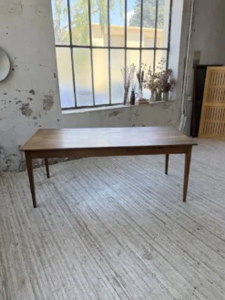 Table de ferme chêne pieds fuseaux 1950