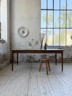 Table de ferme chêne pieds fuseaux 1950