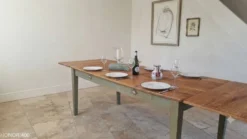 Table de ferme en chêne massif ,2 tiroirs, 2 rallonges,
