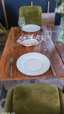Table de ferme en chêne massif ,2 tiroirs, 2 rallonges,