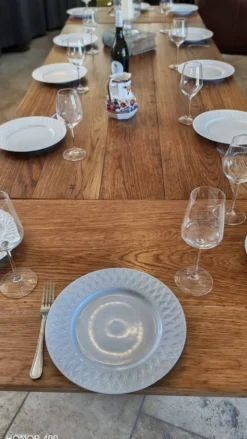 Table de ferme en chêne massif ,2 tiroirs, 2 rallonges,
