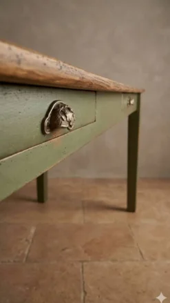 Table de ferme en chêne massif ,2 tiroirs, 2 rallonges,