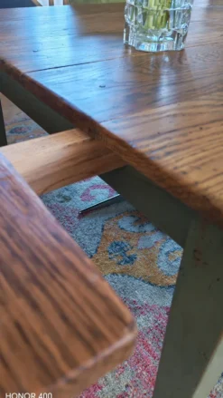 Table de ferme en chêne massif ,2 tiroirs, 2 rallonges,