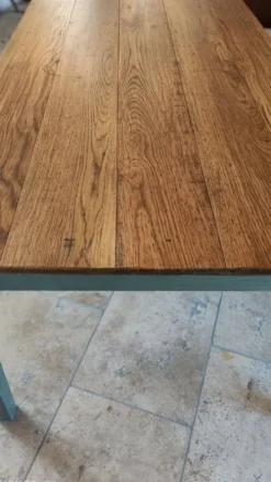 Table de ferme en chêne massif ,2 tiroirs, 2 rallonges,