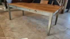 Table de ferme en chêne massif ,2 tiroirs, 2 rallonges,