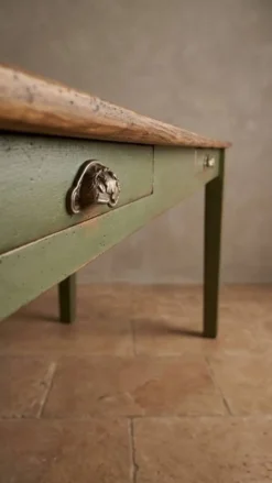 Table de ferme en chêne massif ,2 tiroirs, 2 rallonges,