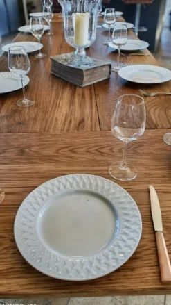 Table de ferme en chêne massif ,2 tiroirs, 2 rallonges,