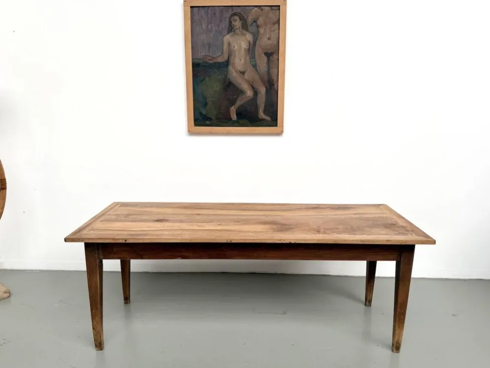 Table de ferme en noyer massif, années 50