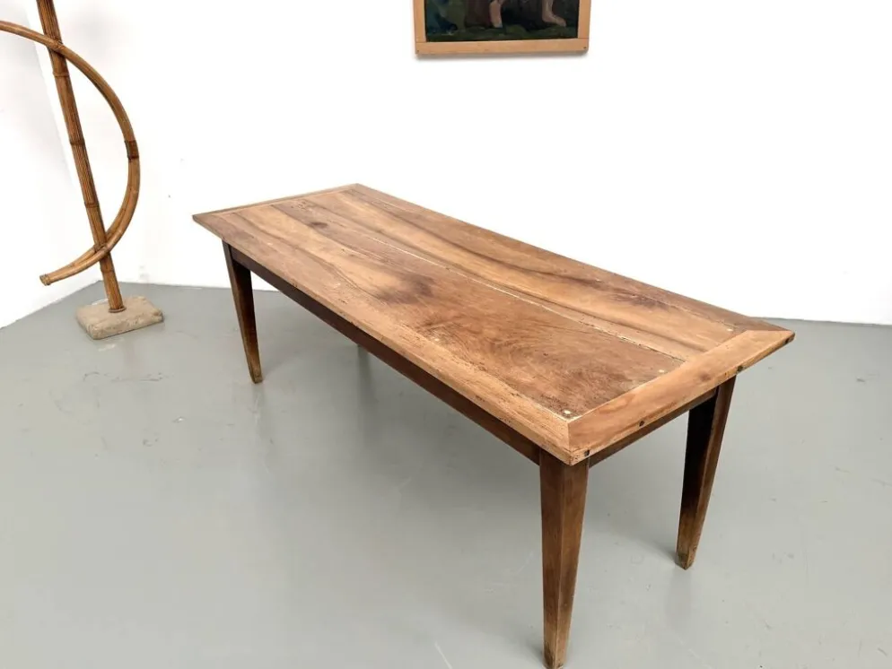 Table de ferme en noyer massif, années 50