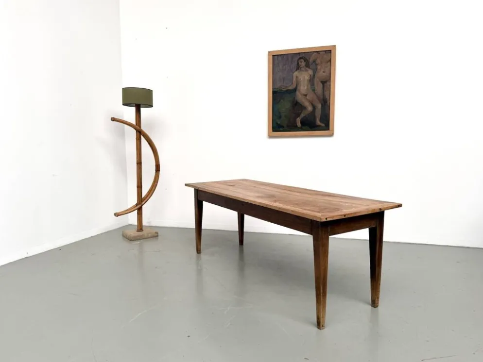 Table de ferme en noyer massif, années 50