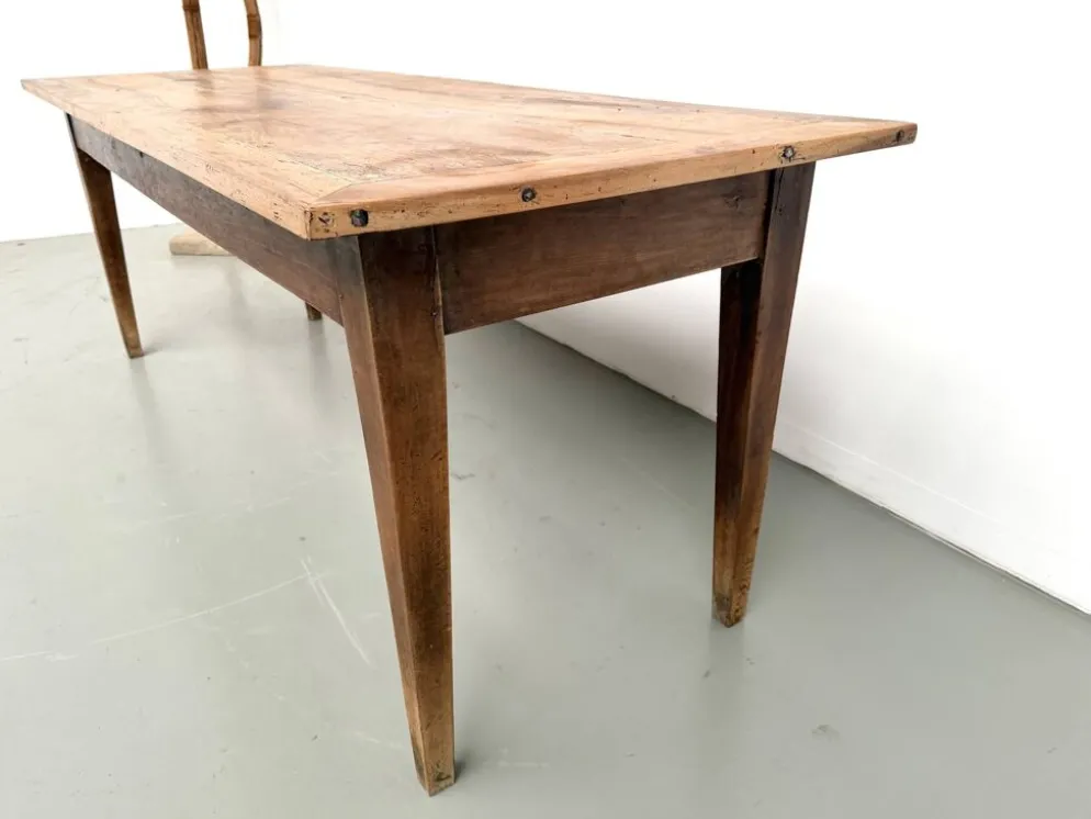 Table de ferme en noyer massif, années 50