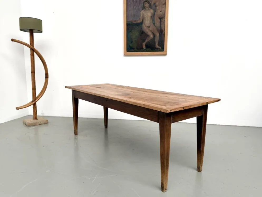 Table de ferme en noyer massif, années 50