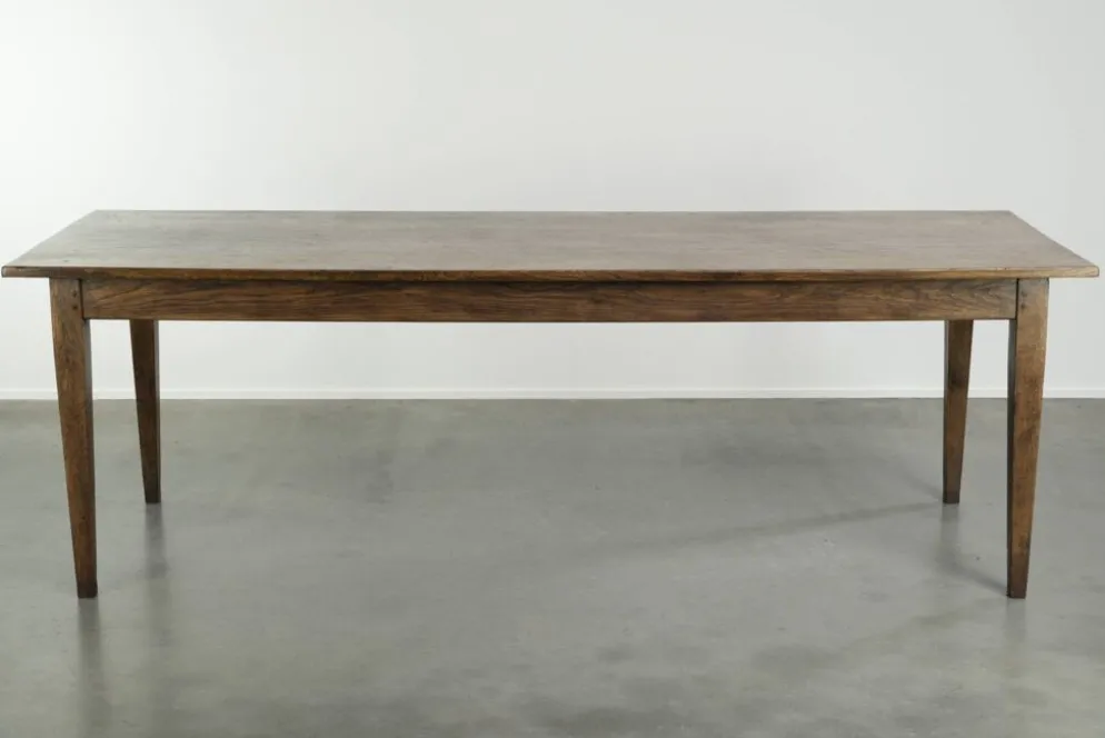 Table de ferme française du 19ème siècle en chêne avec 2 tiroirs.