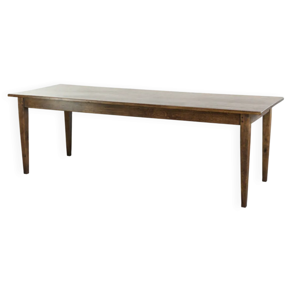 Table de ferme française du 19ème siècle en chêne avec 2 tiroirs.