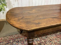 Table de ferme 19ème, plateau en sapin et piétement en peuplier