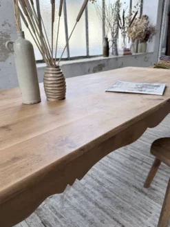 Table de ferme merisier pieds galbés XIXème
