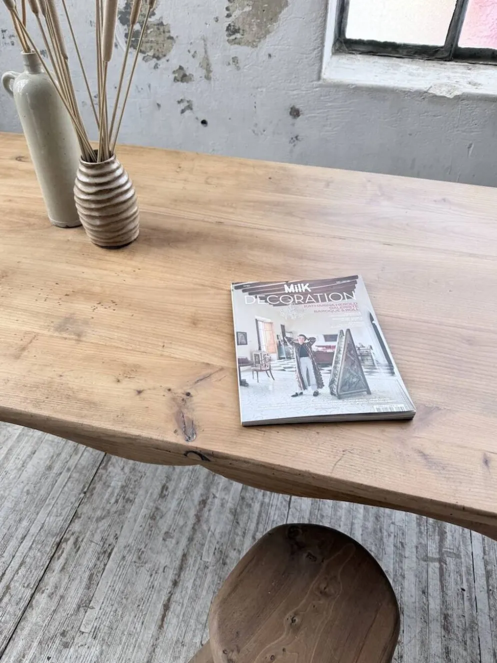 Table de ferme merisier pieds galbés XIXème