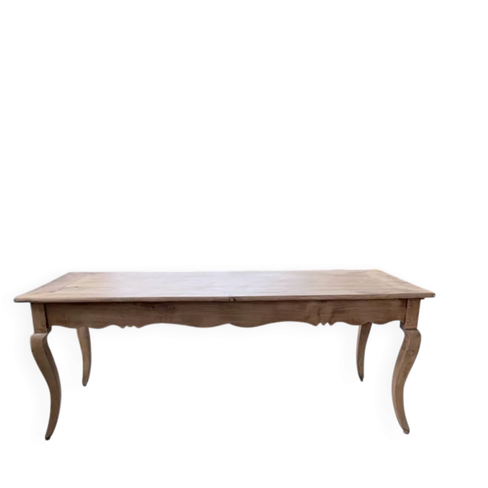 Table de ferme merisier pieds galbés XIXème