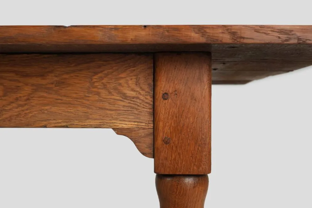Table de ferme rustique en chêne, France, années 1850