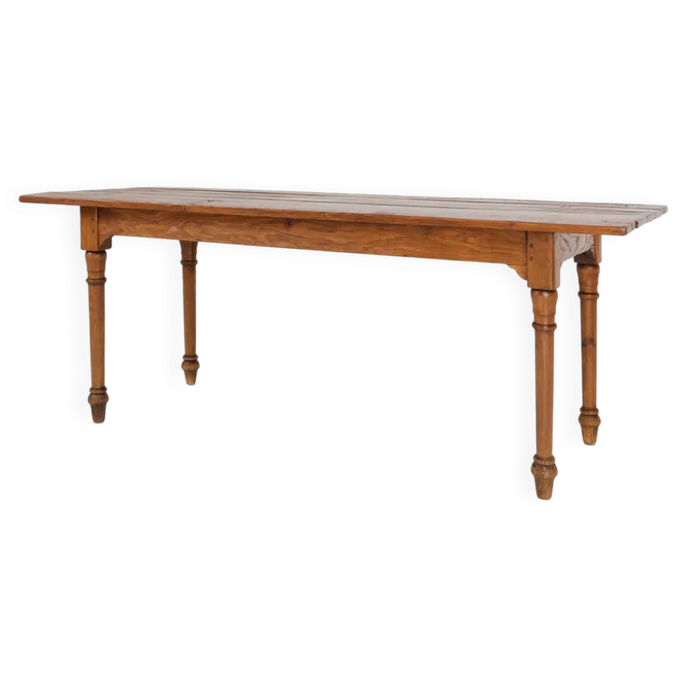 Table de ferme rustique en chêne, France, années 1850