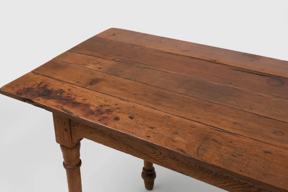Table de ferme rustique en chêne, France, années 1850