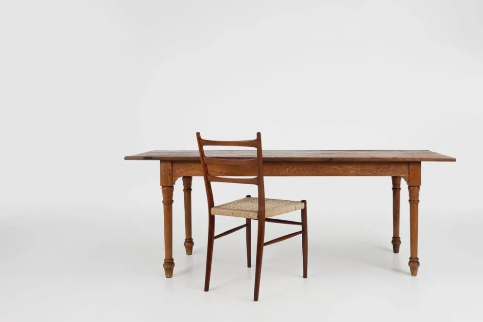 Table de ferme rustique en chêne, France, années 1850