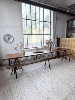 Table de ferme tréteaux XXL 4m et ses bancs