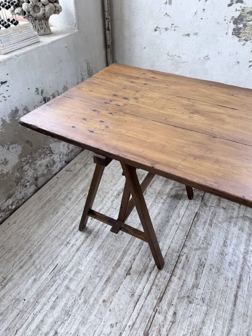 Table de ferme tréteaux XXL 4m et ses bancs