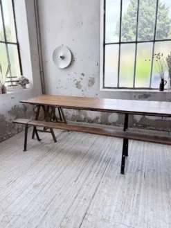 Table de ferme tréteaux XXL 4m et ses bancs