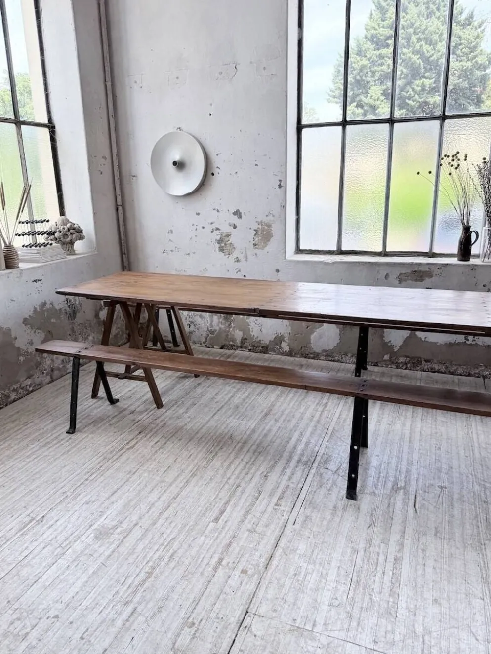 Table de ferme tréteaux XXL 4m et ses bancs