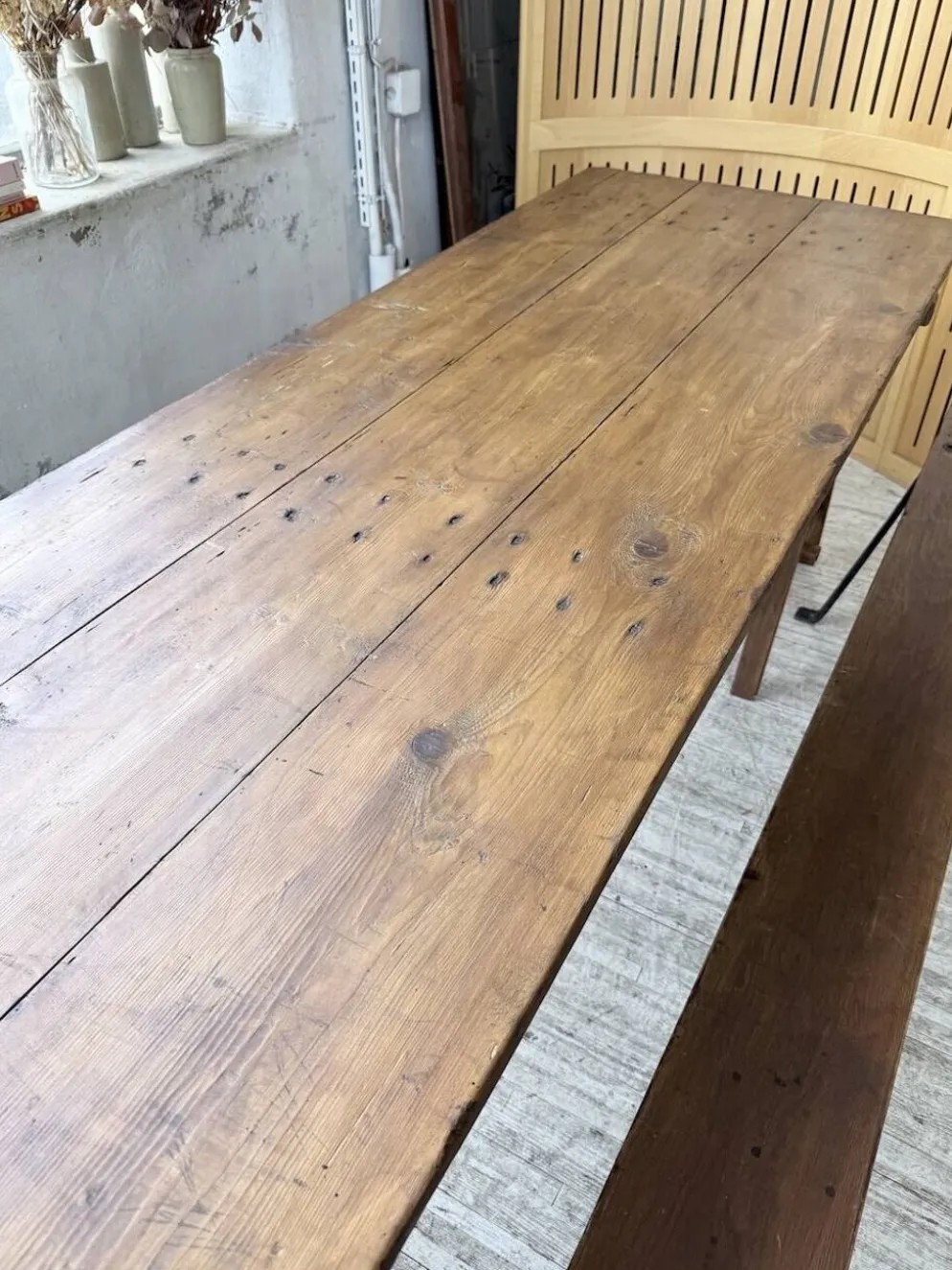 Table de ferme tréteaux XXL 4m et ses bancs