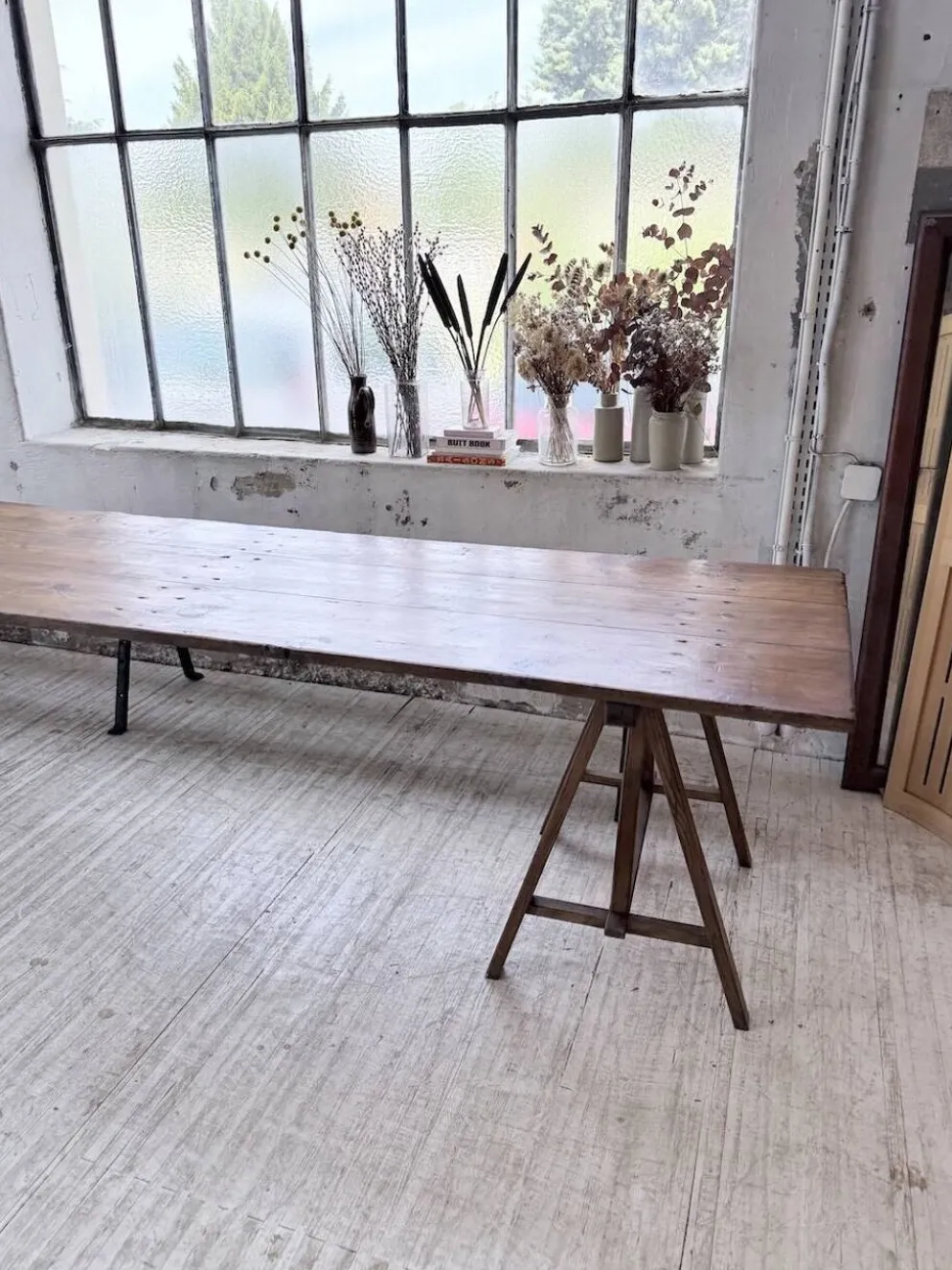 Table de ferme tréteaux XXL 4m et ses bancs