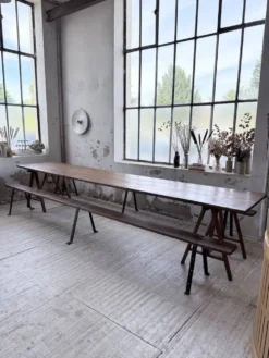 Table de ferme tréteaux XXL 4m et ses bancs