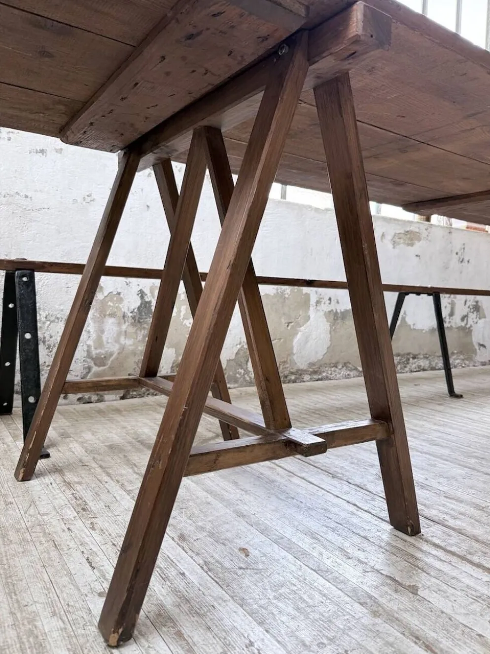 Table de ferme tréteaux XXL 4m et ses bancs