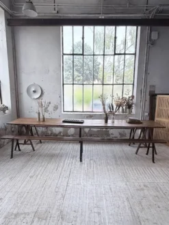 Table de ferme tréteaux XXL 4m et ses bancs