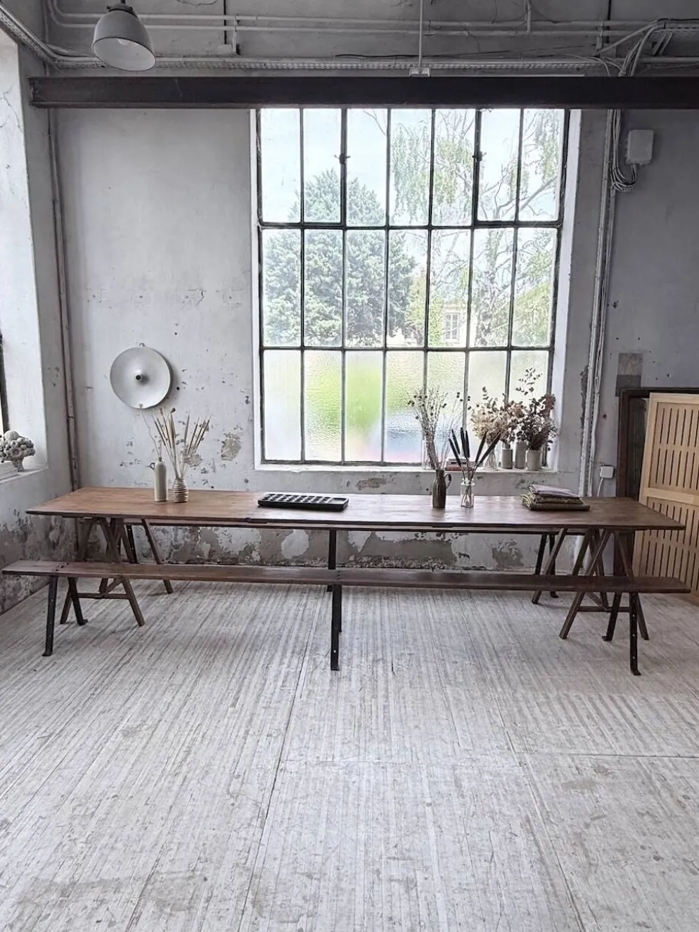Table de ferme tréteaux XXL 4m et ses bancs