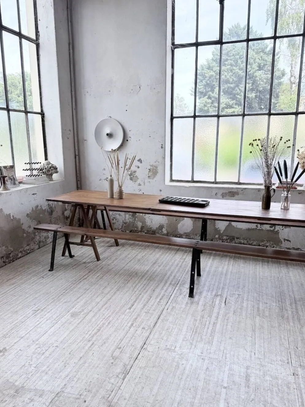 Table de ferme tréteaux XXL 4m et ses bancs