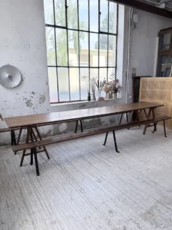 Table de ferme tréteaux XXL 4m et ses bancs