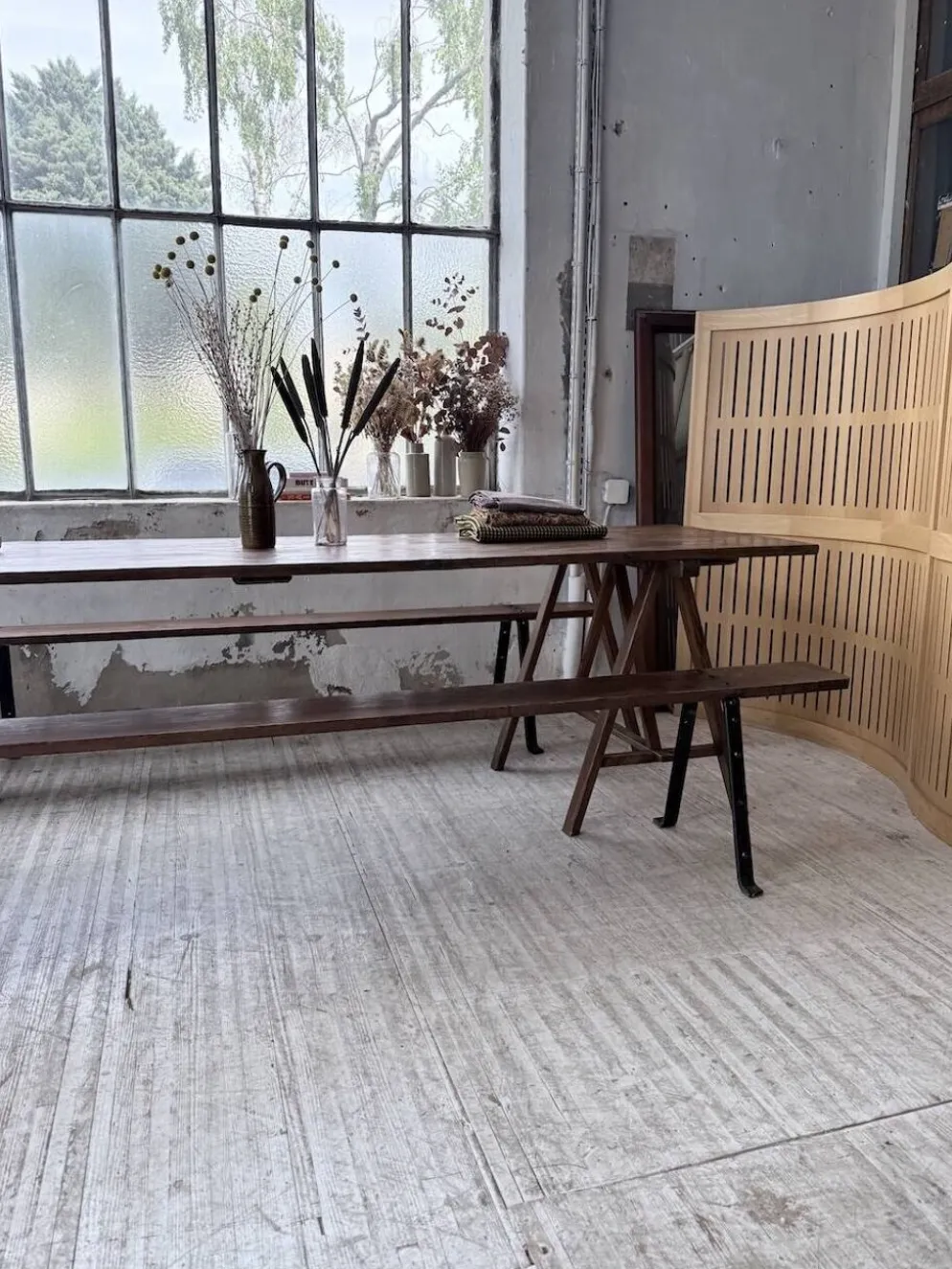 Table de ferme tréteaux XXL 4m et ses bancs