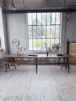 Table de ferme tréteaux XXL 4m et ses bancs