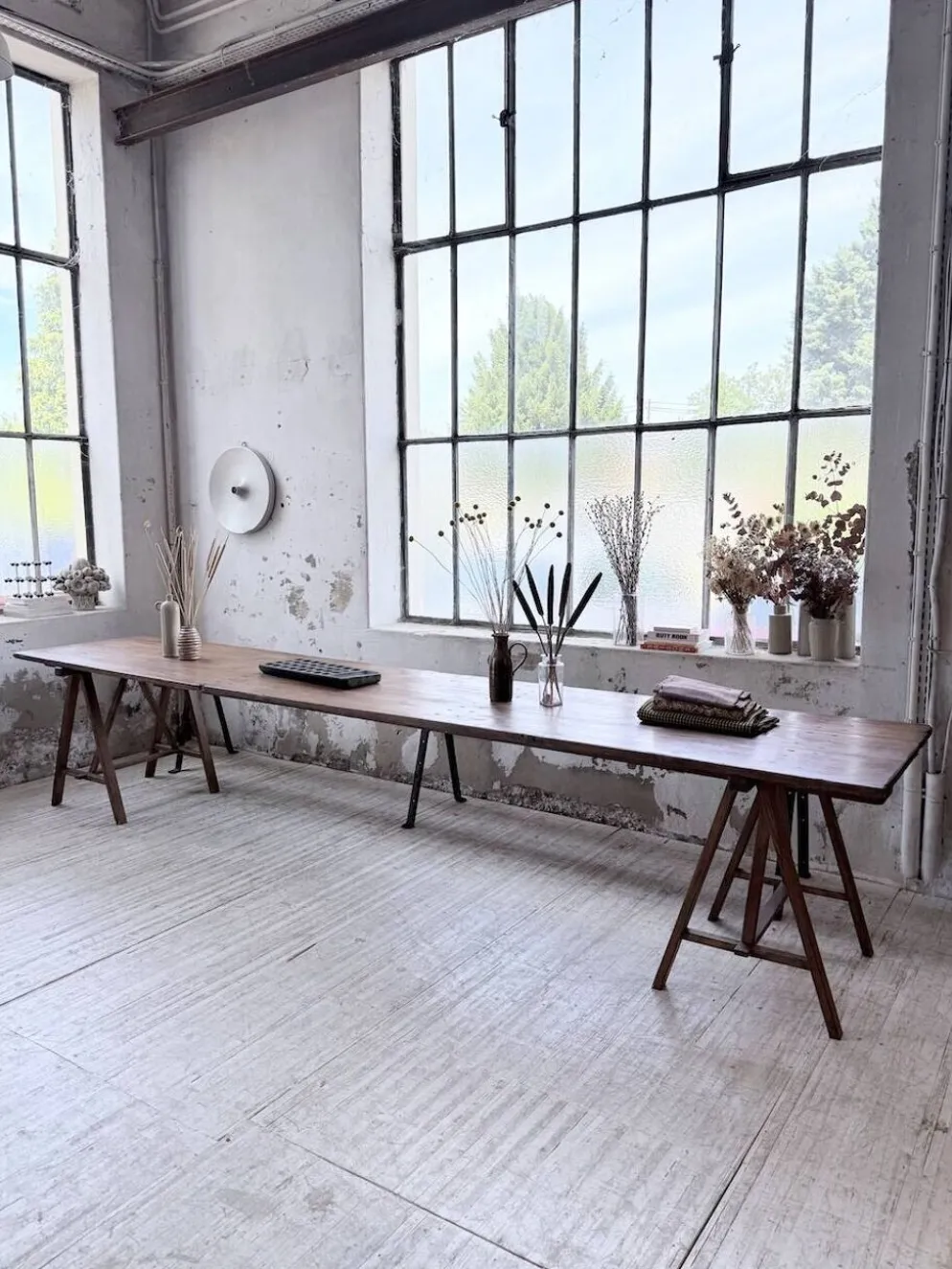 Table de ferme tréteaux XXL 4m et ses bancs