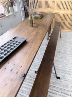Table de ferme tréteaux XXL 4m et ses bancs