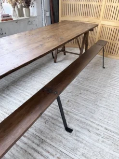 Table de ferme tréteaux XXL 4m et ses bancs