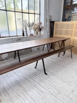 Table de ferme tréteaux XXL 4m et ses bancs