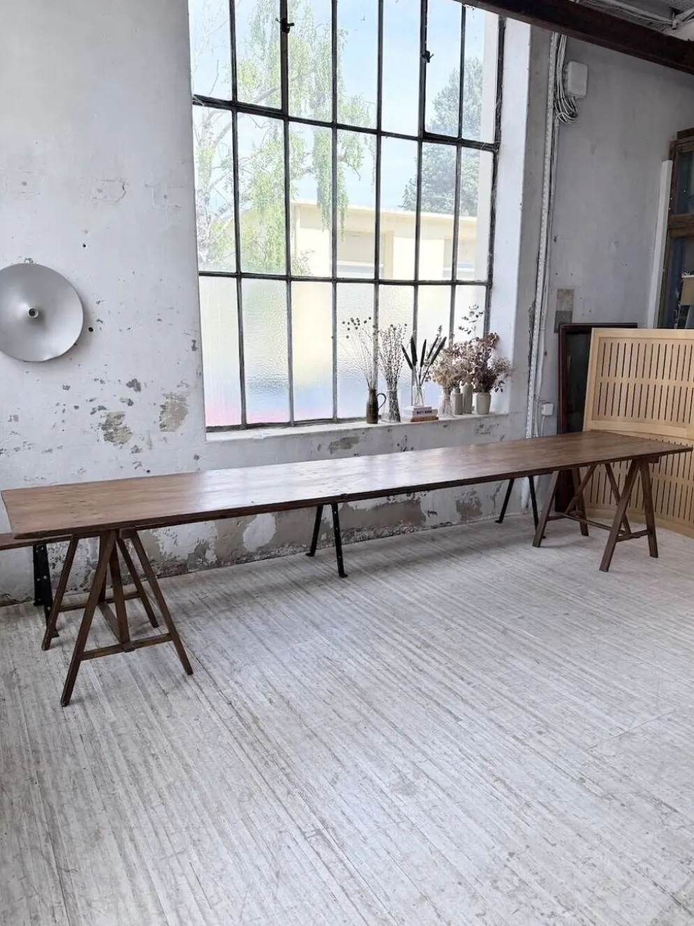 Table de ferme tréteaux XXL 4m et ses bancs